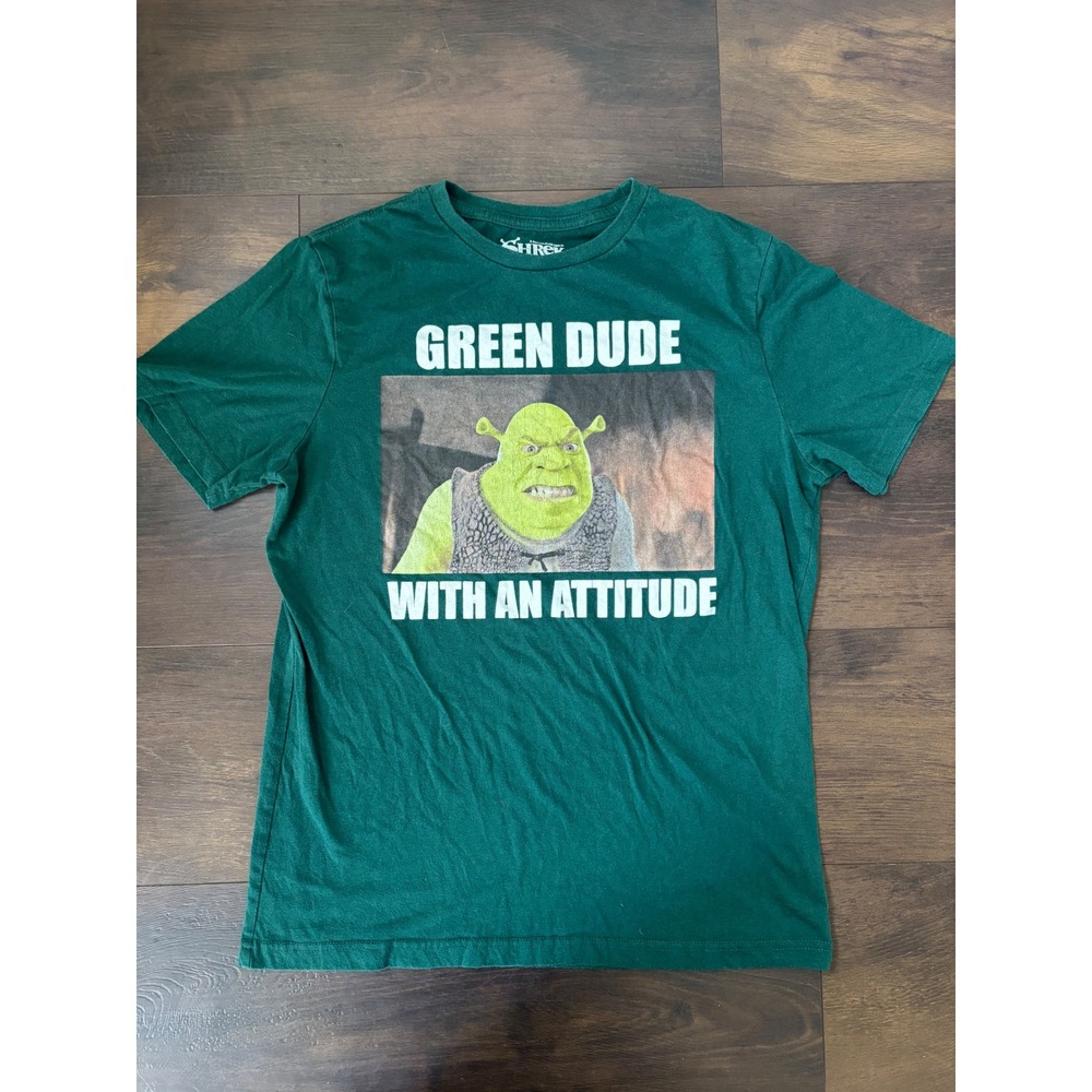 Shrek Green Dude With An Attitude Graphic T-Shirt Mens Medium DreamWorks Movie